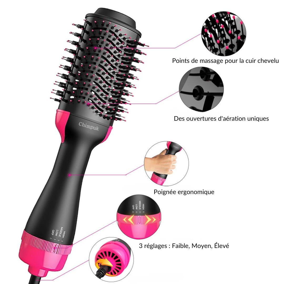 AirGlam - brosse sèche-cheveux 4 en 1